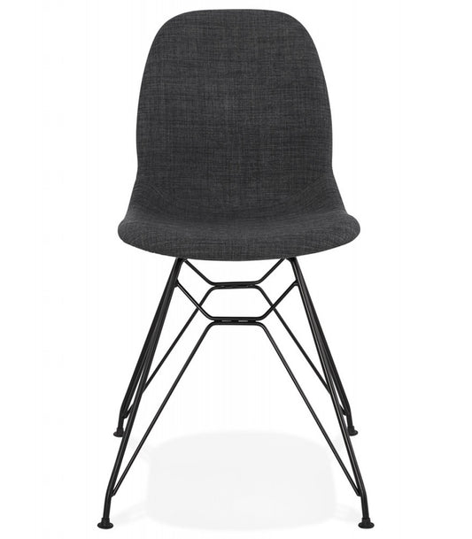 Chaise design 'DECLIK' gris foncé avec pieds en métal noir