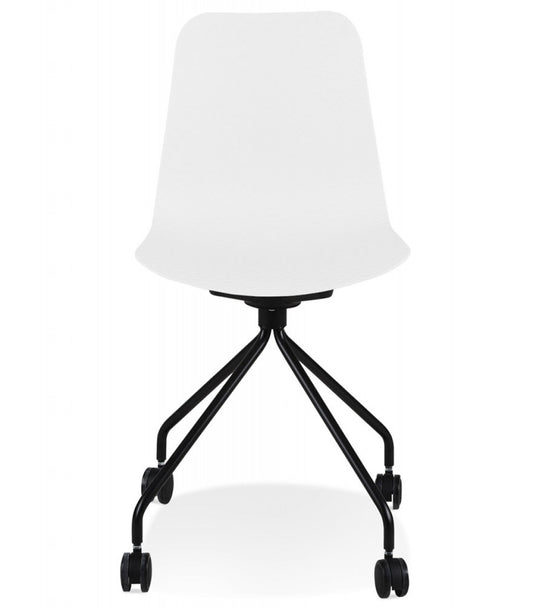Chaise design de bureau 'EVORA' blanche sur roulettes