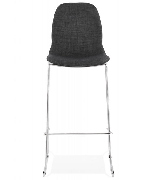 Tabouret de bar empilable 'FAKIR' en tissu gris foncé et pied en métal chromé