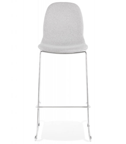 Tabouret de bar empilable 'FAKIR' en tissu gris clair et pied en métal chromé