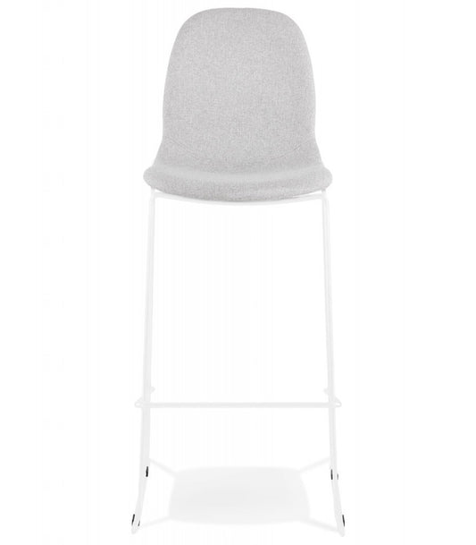 Tabouret de bar empilable 'FAKIR' en tissu gris clair et pied en métal blanc
