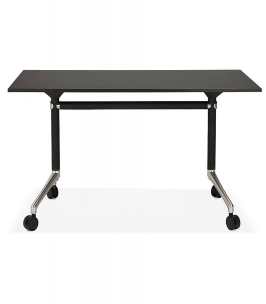 Bureau pliable 'FLEXO' noir sur roulettes - 140x70 cm