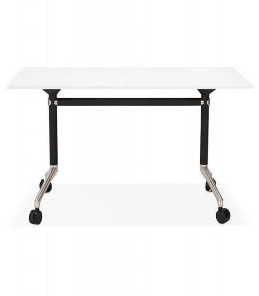 Bureau pliable 'FLEXO' blanc sur roulettes - 140x70 cm
