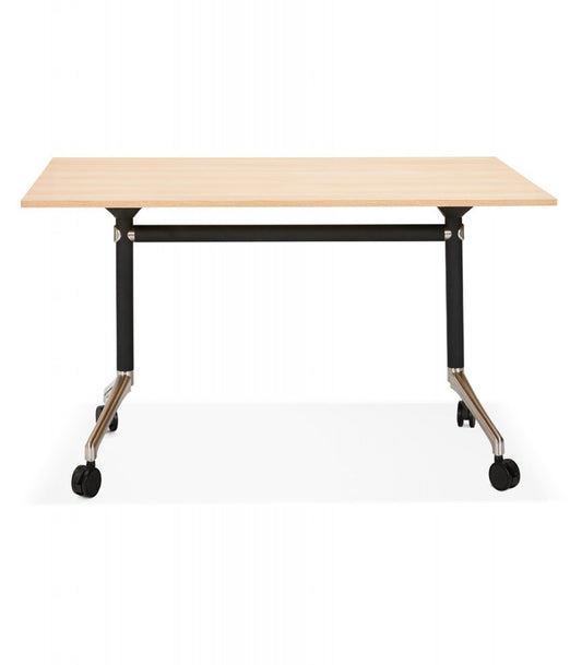 Bureau pliable 'FLEXO' sur roulettes en bois finition naturelle - 140x70 cm