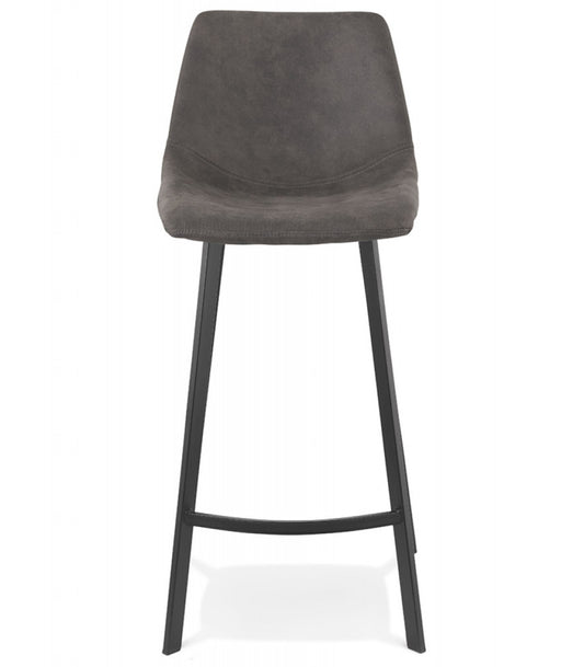 Tabouret snack mi-hauteur 'FUJI MINI' en microfibre gris foncé avec pied en métal noir