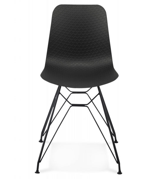 Chaise design 'GAUDY' noire style industriel avec pied en métal noir
