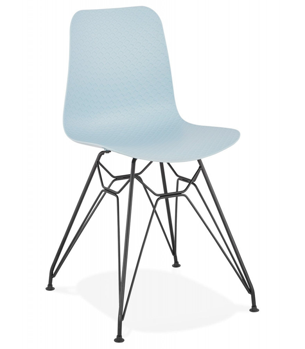 Chaise design 'GAUDY' bleue style industriel avec pied en métal noir