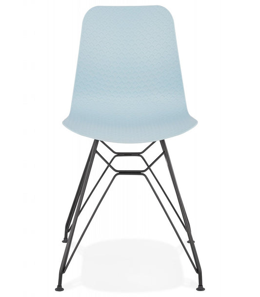 Chaise design 'GAUDY' bleue style industriel avec pied en métal noir