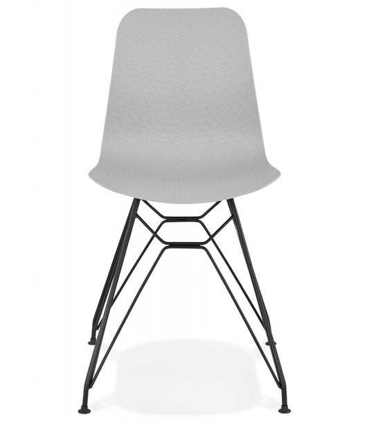 Chaise design 'GAUDY' grise style industriel avec pied en métal noir