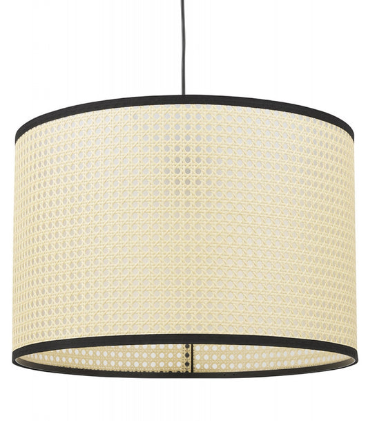 Suspension 'GOBU' ronde en rotin naturel et structure noire