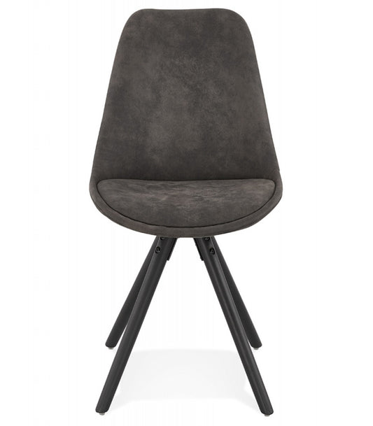 Chaise confortable 'HARRY' en microfibre grise et pieds en bois noir