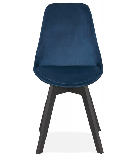 Chaise en velours bleu 'JOE' avec structure en bois noir