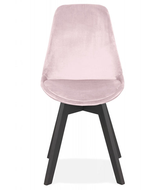 Chaise en velours rose 'JOE' avec structure en bois noir