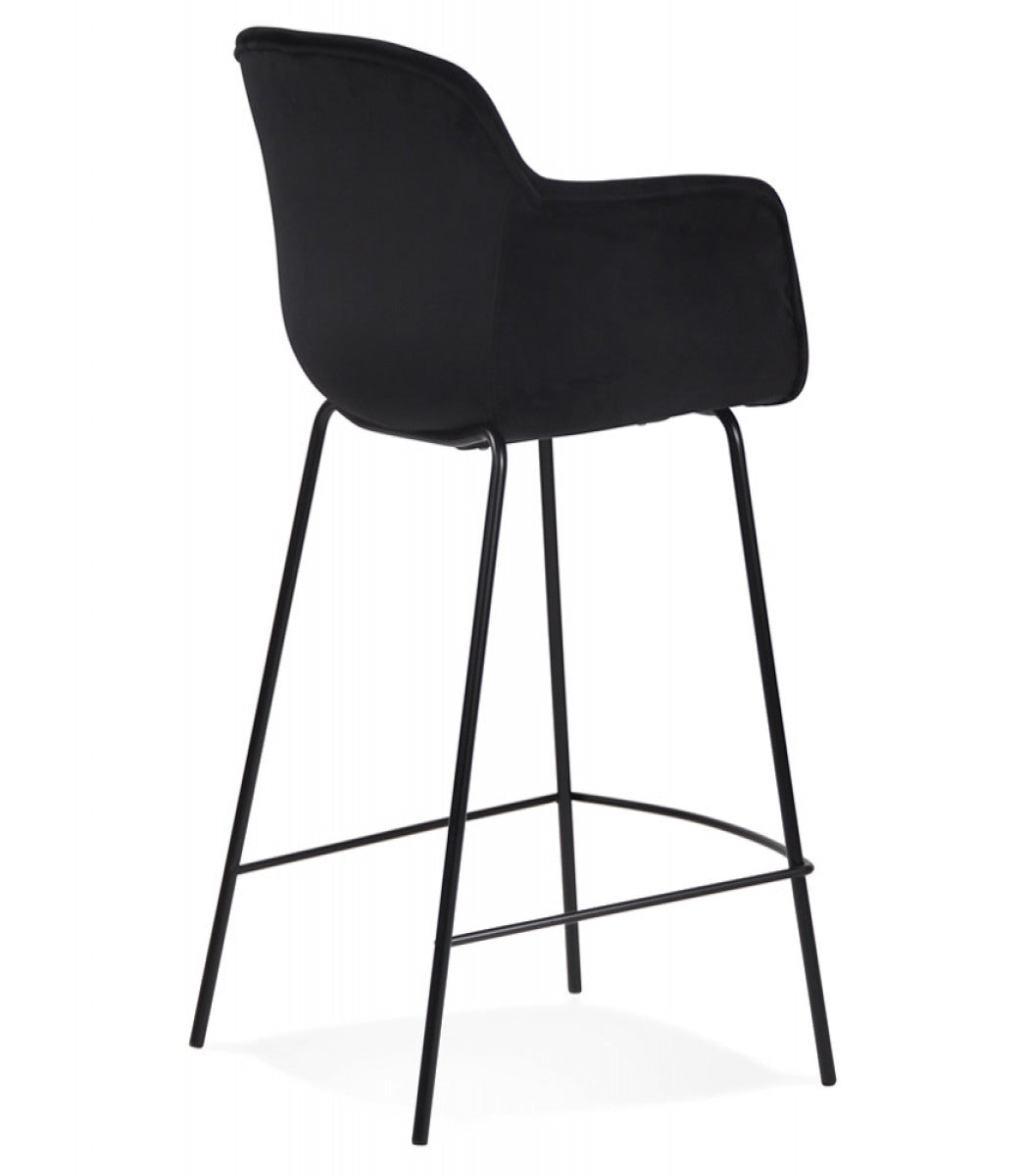 Tabouret snack mi-hauteur 'LARISSA MINI' en velours noir