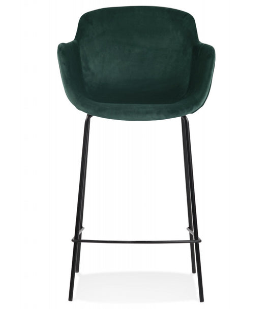 Tabouret snack mi-hauteur 'LARISSA MINI' en velours vert