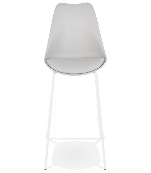 Tabouret snack mi-hauteur 'LEMON MINI' gris avec pied en métal blanc