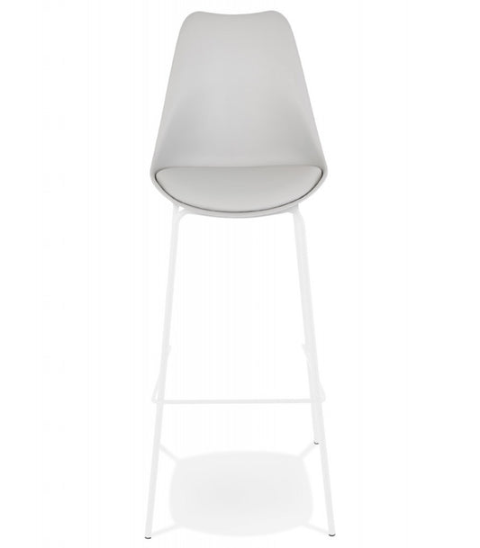 Tabouret de bar design 'LEMON' gris avec pied en métal blanc