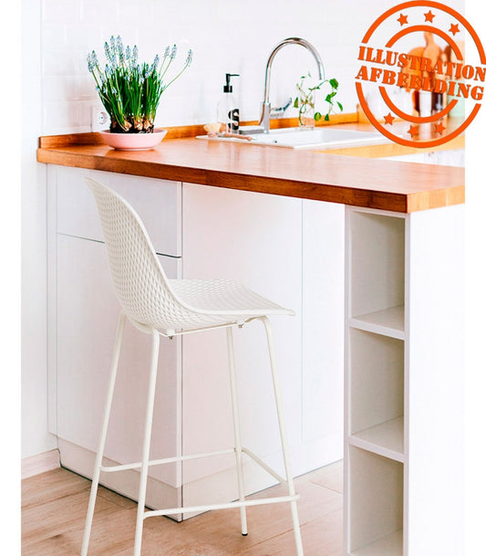 Tabouret snack mi-hauteur perforé 'LOKI MINI' blanc intérieur / extérieur