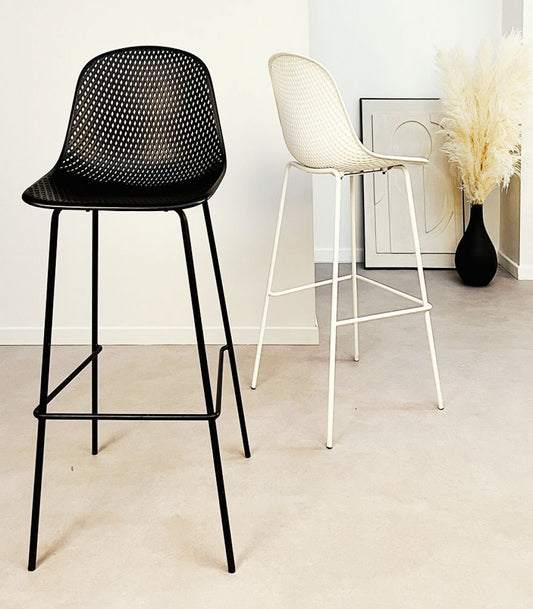 Tabouret snack mi-hauteur perforé 'LOKI MINI' noir intérieur / extérieur