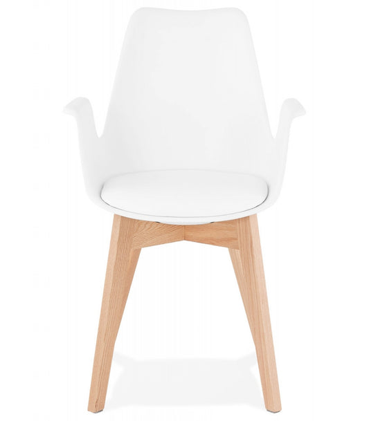 Chaise avec accoudoirs 'MISTRAL' blanche style scandinave