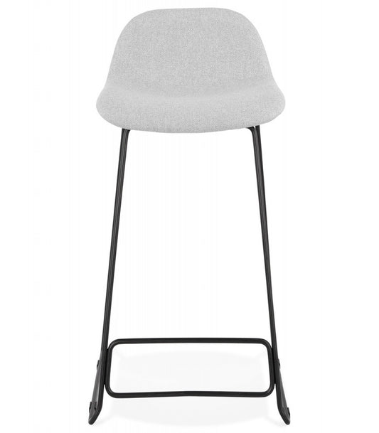 Tabouret snack mi-hauteur 'MOSKOW MINI' en tissu gris clair et pieds en métal noir