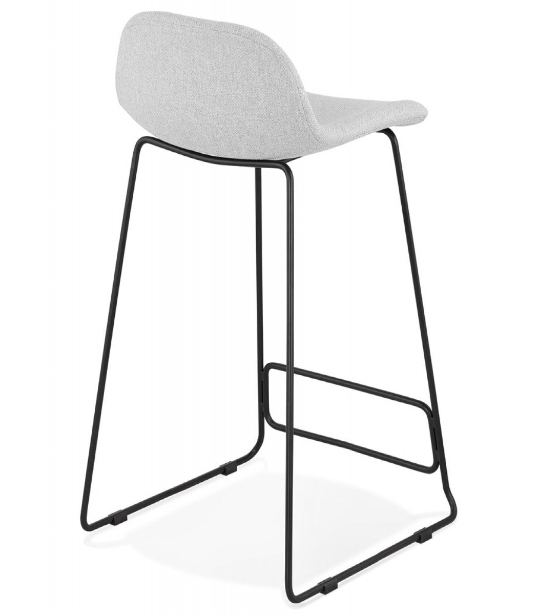 Tabouret snack mi-hauteur 'MOSKOW MINI' en tissu gris clair et pieds en métal noir