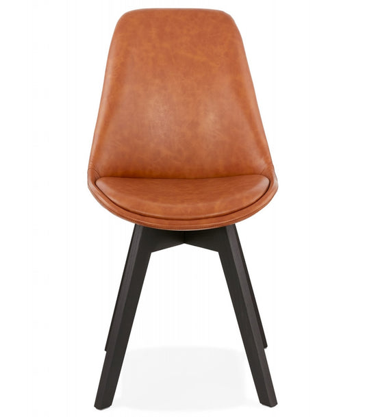 Chaise design 'NIAGARA' brune avec pieds en bois noir