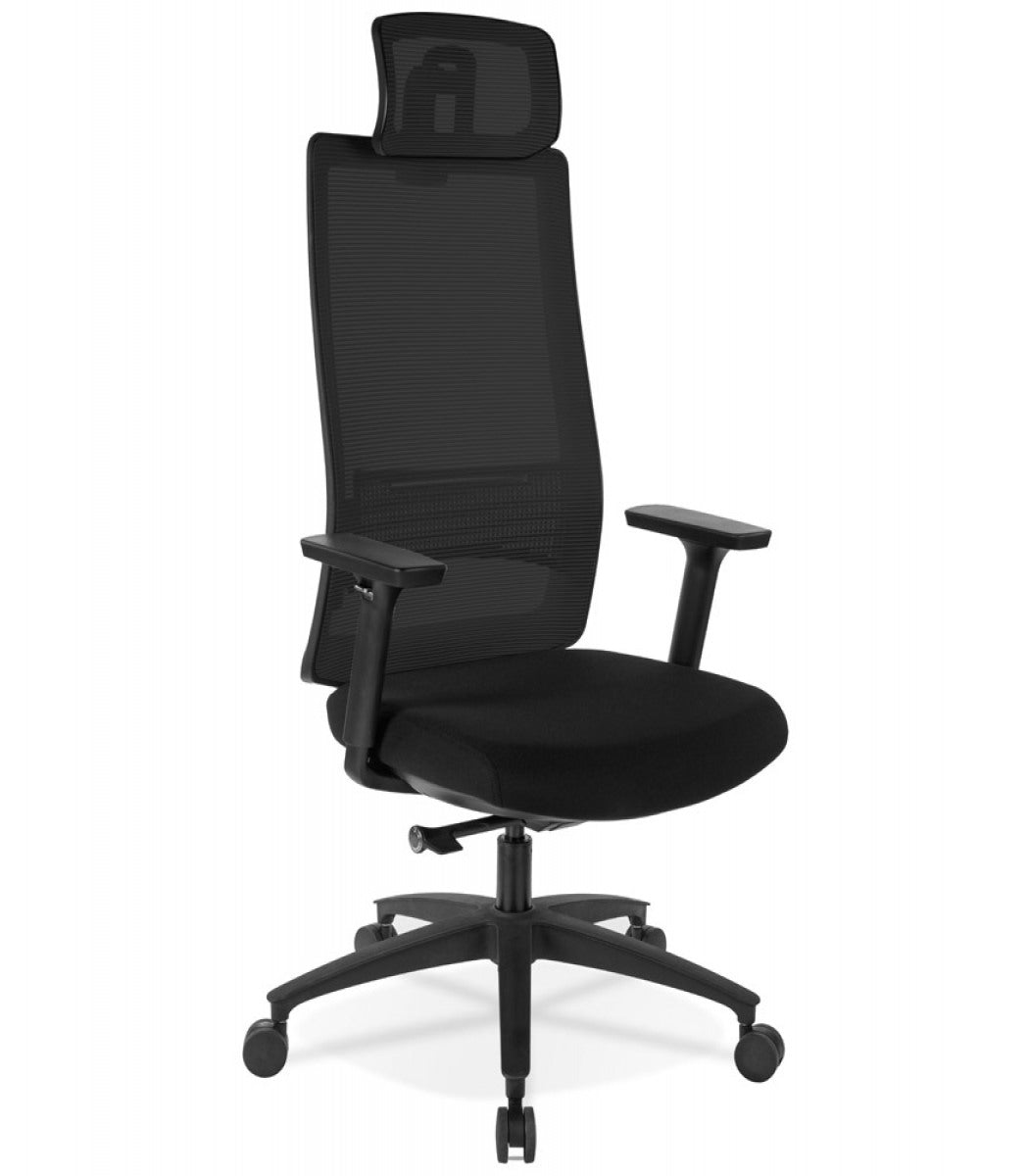 Fauteuil de bureau ergonomique 'OXFORD' en tissu noir