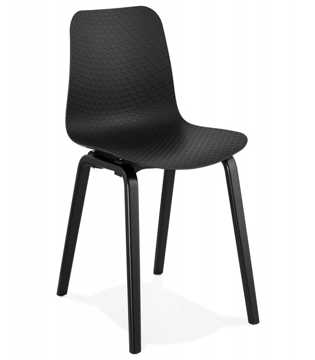 Chaise design 'PACIFIK' noire avec pieds en bois noir