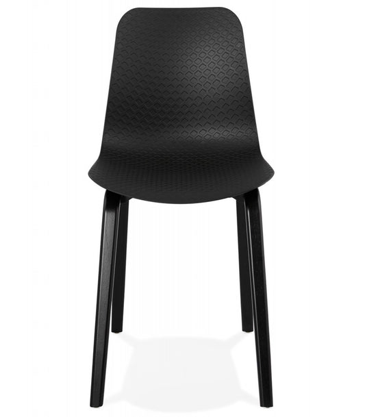 Chaise design 'PACIFIK' noire avec pieds en bois noir