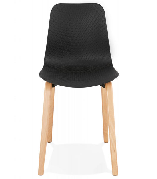 Chaise scandinave 'PACIFIK' noire avec pieds en bois finition naturelle