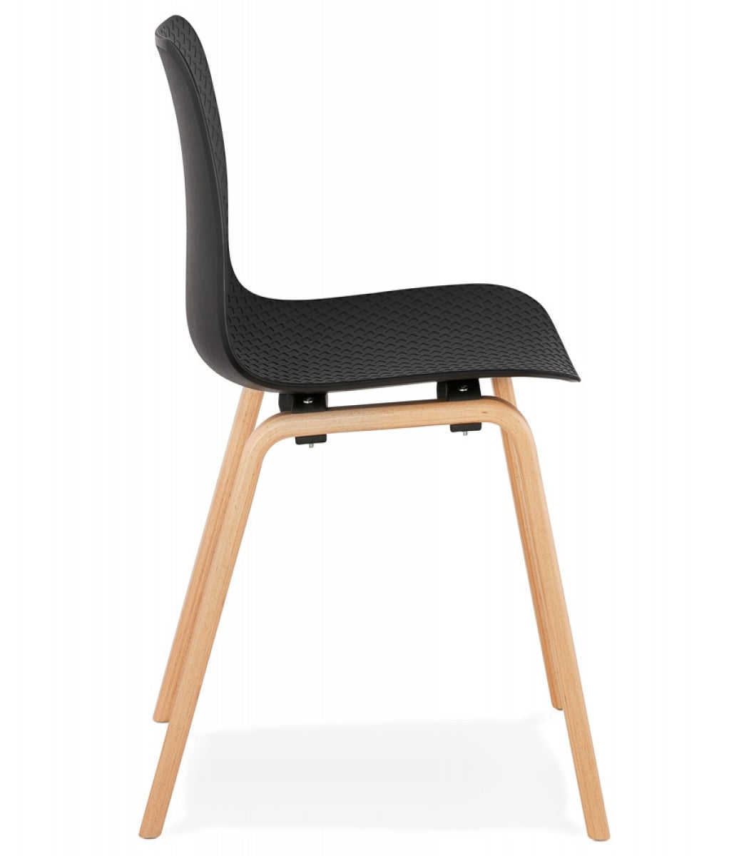 Chaise scandinave 'PACIFIK' noire avec pieds en bois finition naturelle