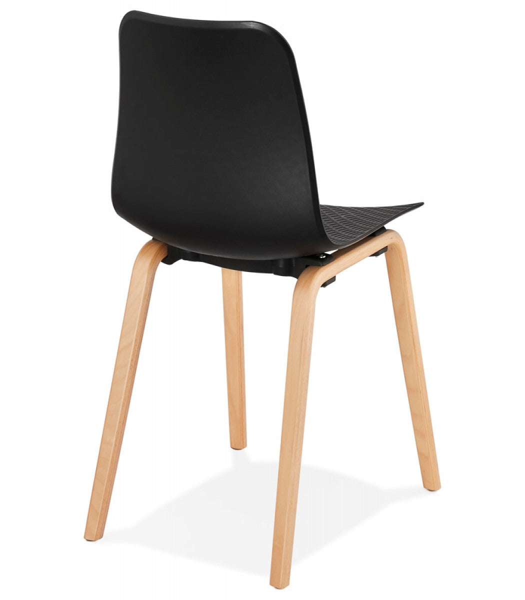 Chaise scandinave 'PACIFIK' noire avec pieds en bois finition naturelle