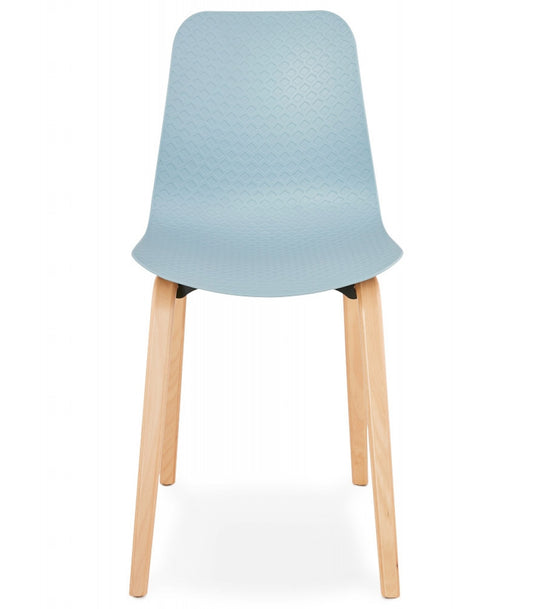 Chaise scandinave 'PACIFIK' bleue avec pieds en bois finition naturelle