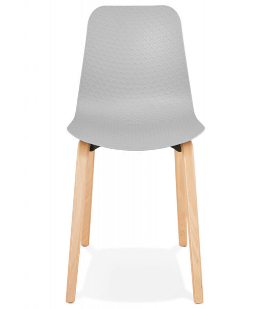Chaise scandinave 'PACIFIK' grise avec pieds en bois finition naturelle