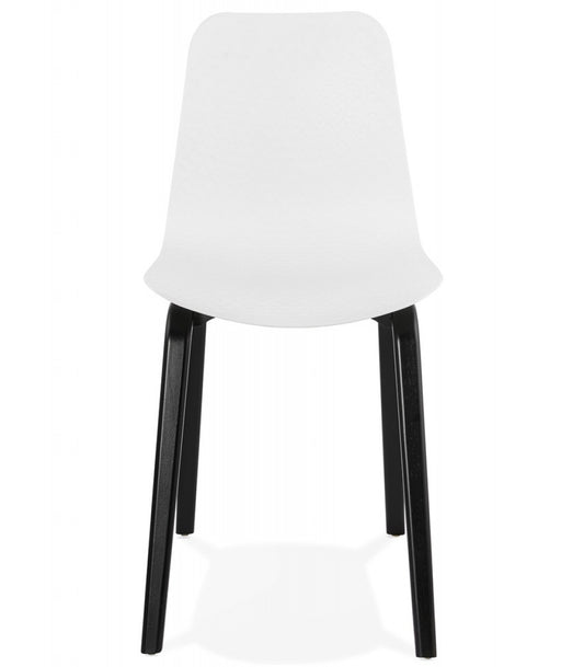 Chaise design 'PACIFIK' blanche avec pieds en bois noir