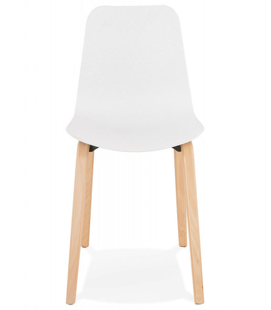 Chaise scandinave 'PACIFIK' blanche avec pieds en bois finition naturelle