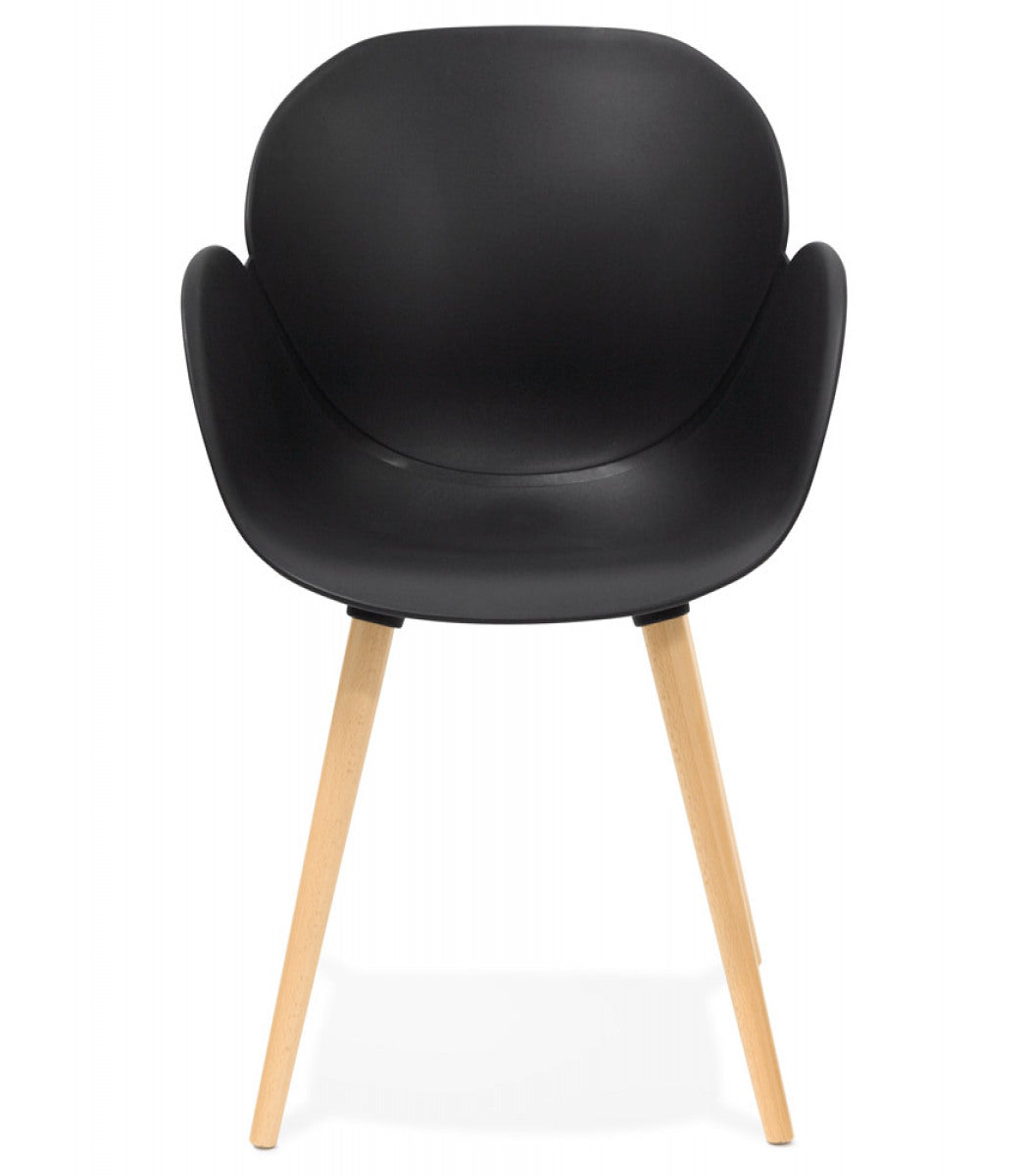 Chaise design scandinave 'PICATA' noire avec pieds en bois