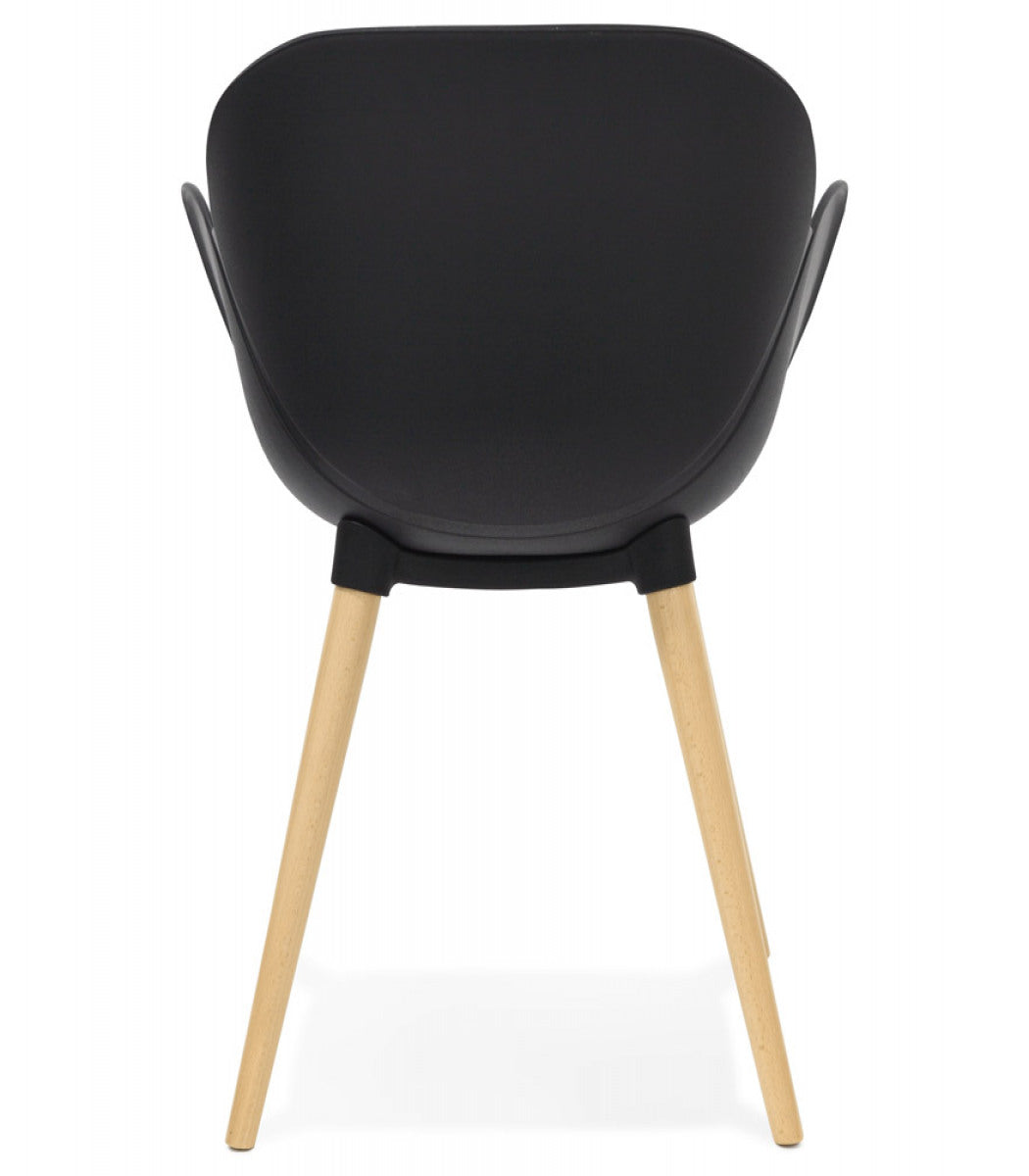 Chaise design scandinave 'PICATA' noire avec pieds en bois