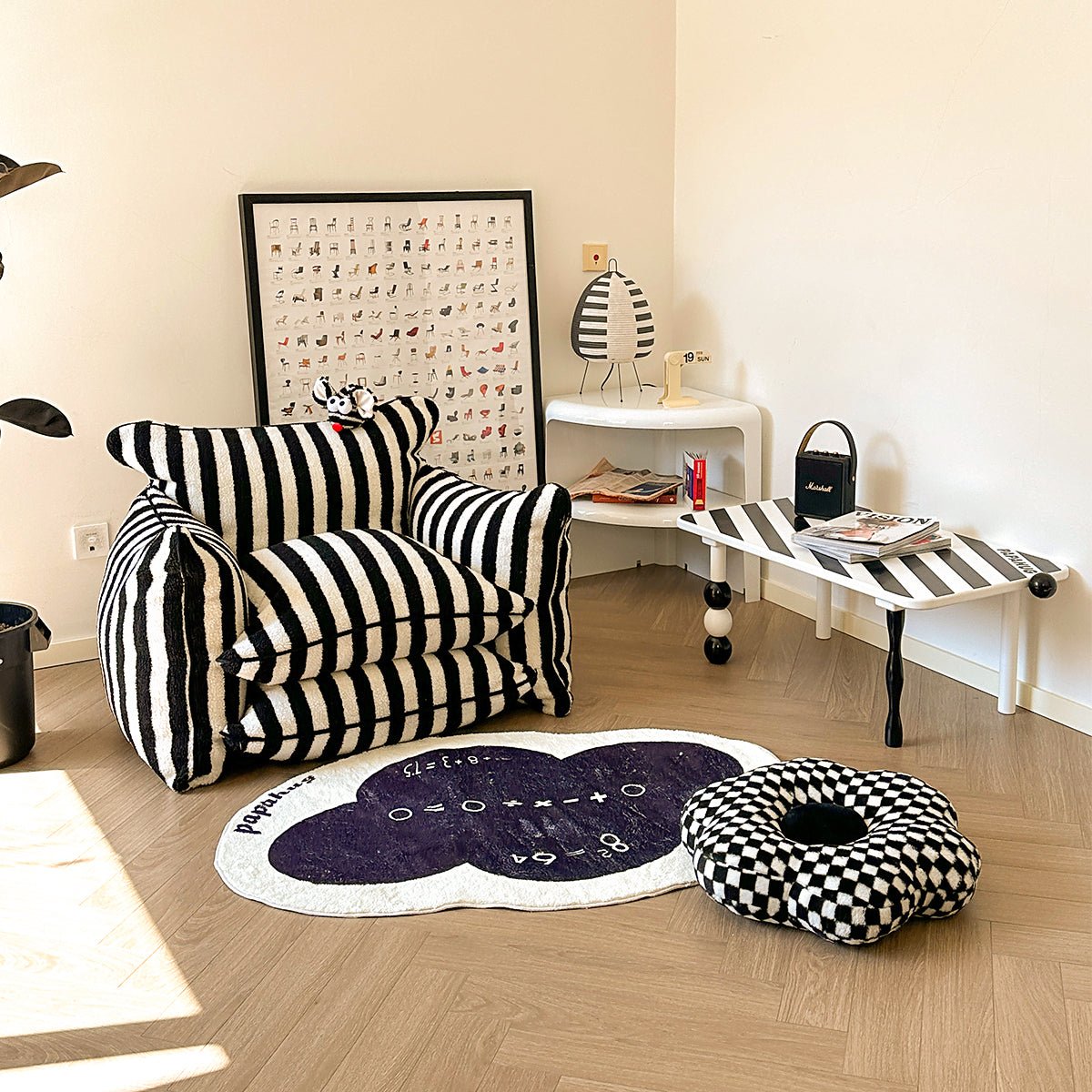 Fauteuil confortable rayé  - Alban