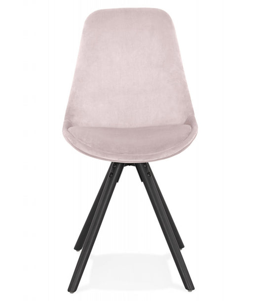 Chaise vintage 'RICKY' en velours rose et pieds en bois noir