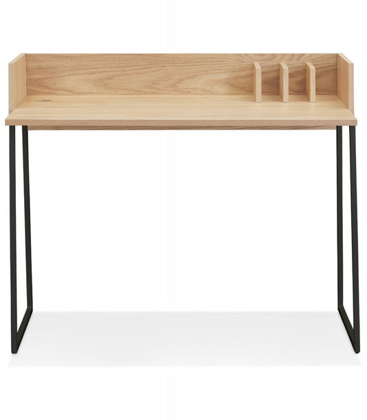 Bureau droit design 'SALMON' en bois finition naturelle et métal noir