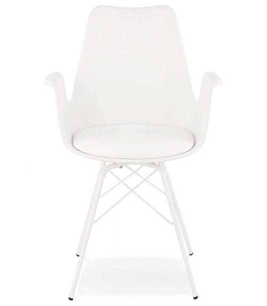 Chaise avec accoudoirs 'SALY' blanche style industriel