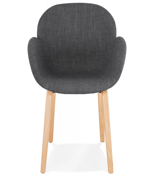 Chaise design avec accoudoirs 'SAMY' en tissu gris style scandinave