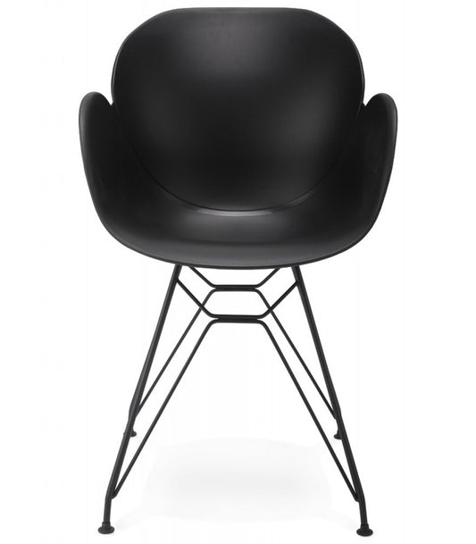 Chaise design 'SATELIT' noire style industriel avec pieds en métal noir
