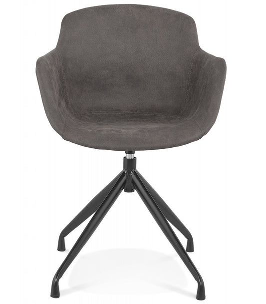 Chaise design avec accoudoirs 'SOUND' en microfibre grise foncée