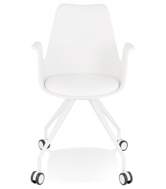 Chaise de bureau avec accoudoirs 'SPLIT' blanche sur roulettes