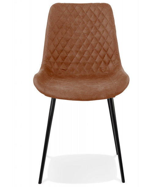Chaise design 'TAICHI' en microfibre brune et pieds en métal noir