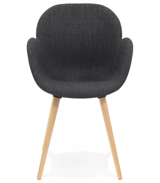 Chaise design scandinave 'TAPIOCA' en tissu gris foncé