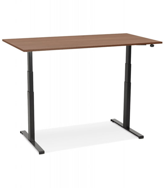 Bureau assis debout électrique 'TRONIK' noir avec plateau en bois finition Noyer - 140x70 cm